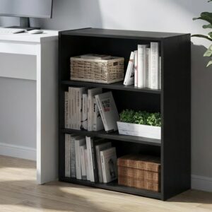 3-Tier Bookshelf Wood Compact Storage - Image 2