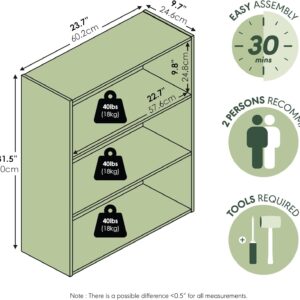 3-Tier Bookshelf Wood Compact Storage - Image 4