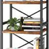 3 Tier Industrial Bookcase Metal Wood Rustic Brown