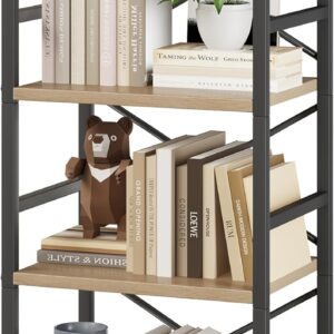 3 Tier Industrial Bookcase Metal Wood Rustic Brown - Image 11