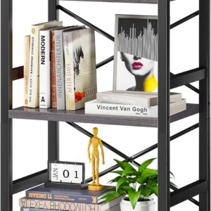 3 Tier Industrial Bookcase Metal Wood Rustic Brown - Image 13