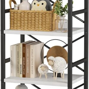 3 Tier Industrial Bookcase Metal Wood Rustic Brown - Image 19