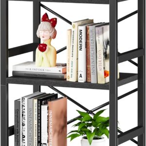 3 Tier Industrial Bookcase Metal Wood Rustic Brown - Image 20