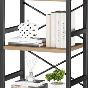 3 Tier Industrial Bookcase Metal Wood Rustic Brown - Image 21