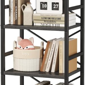 3 Tier Industrial Bookcase Metal Wood Rustic Brown - Image 24