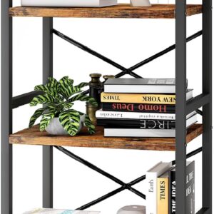 3 Tier Industrial Bookcase Metal Wood Rustic Brown