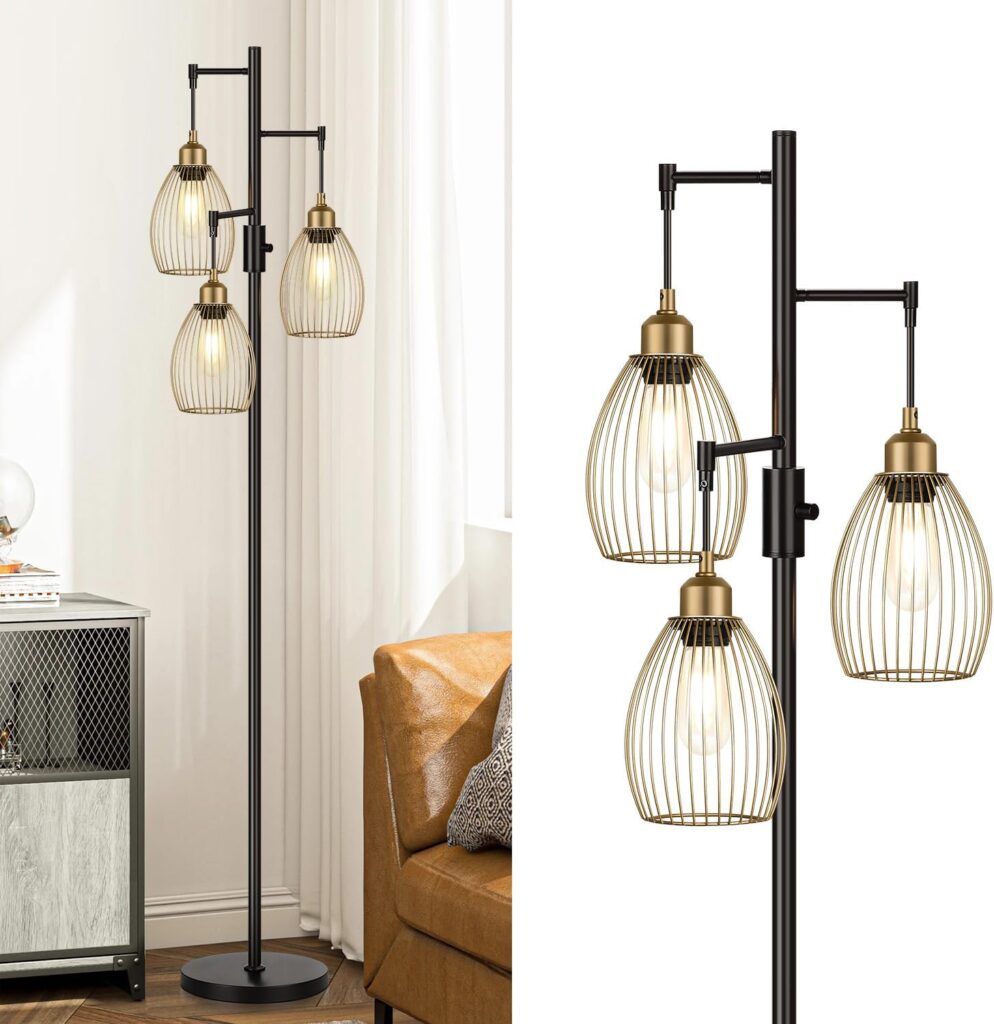 Dimmable Floor Lamp Gold Industrial Design - Image 11