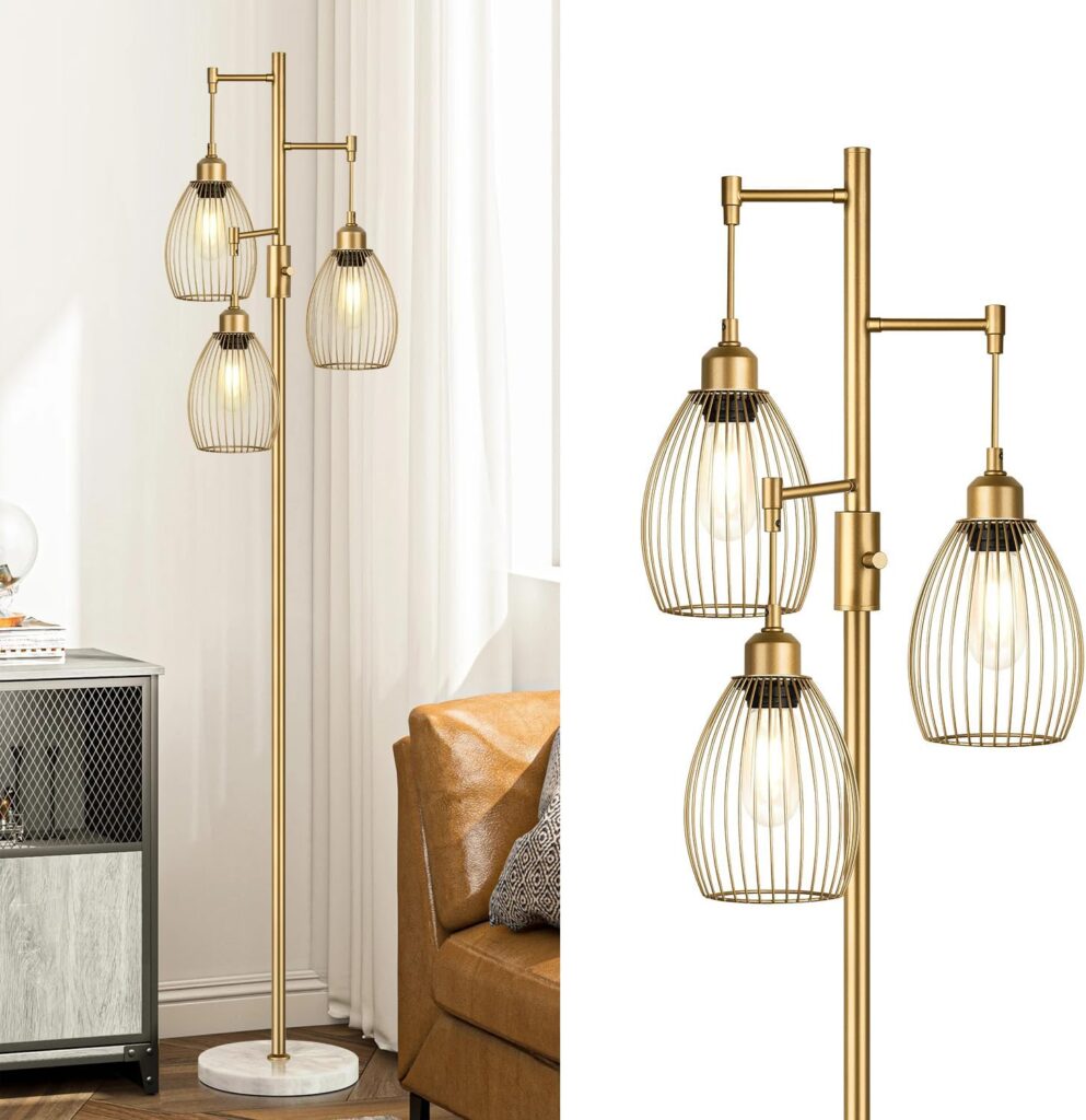 Dimmable Floor Lamp Gold Industrial Design - Image 15
