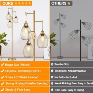 Dimmable Floor Lamp Gold Industrial Design - Image 2
