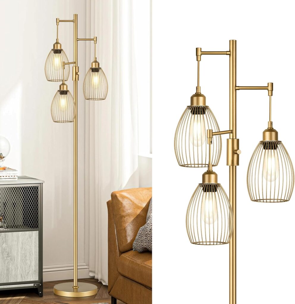 Dimmable Floor Lamp Gold Industrial Design