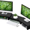 Dual Monitor Stand Wooden Adjustable Black