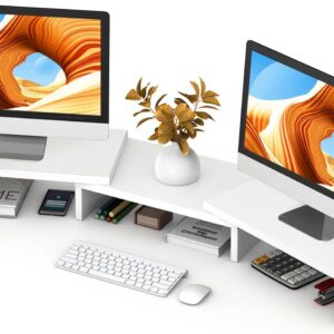 Dual Monitor Stand Wooden Adjustable Black - Image 11