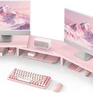 Dual Monitor Stand Wooden Adjustable Black - Image 12