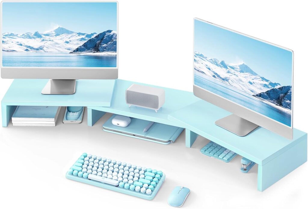 Dual Monitor Stand Wooden Adjustable Black - Image 13