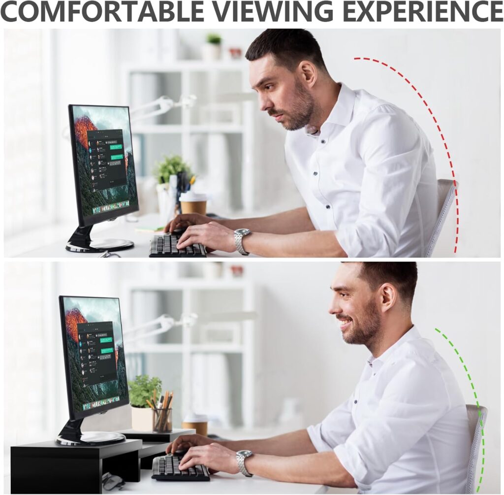 Dual Monitor Stand Wooden Adjustable Black - Image 6