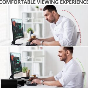 Dual Monitor Stand Wooden Adjustable Black - Image 6