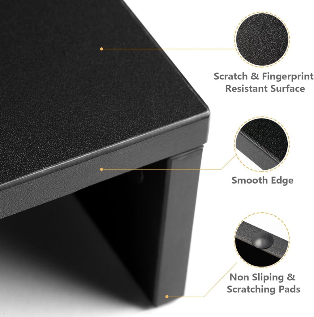 Dual Monitor Stand Wooden Adjustable Black - Image 7