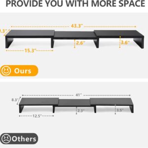 Dual Monitor Stand Wooden Adjustable Black - Image 9