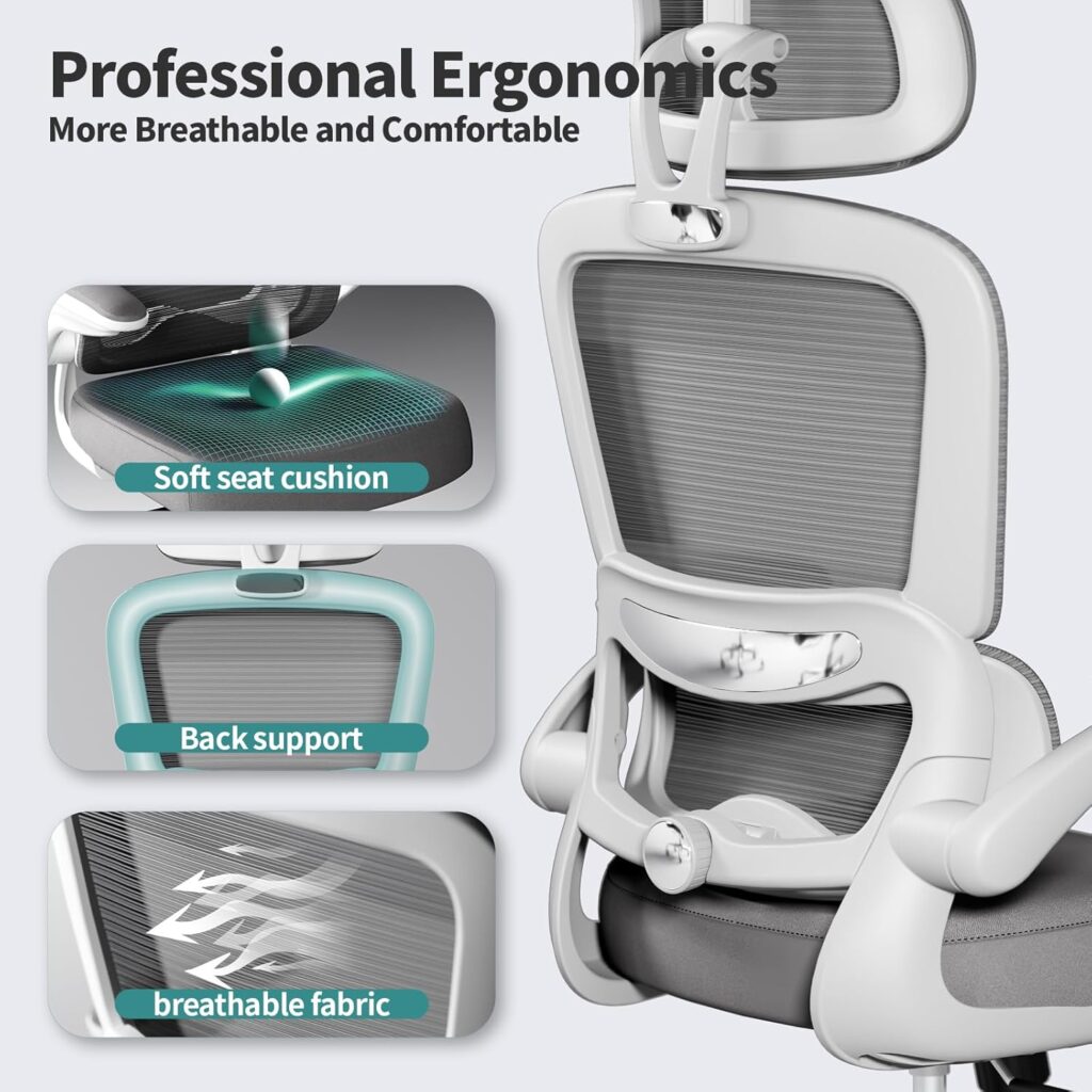 Ergonomic Office Chair Mesh White - Image 4