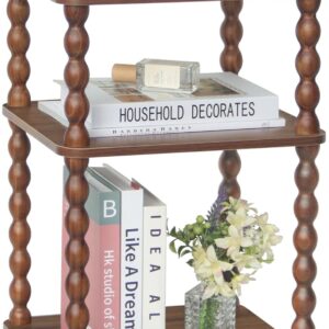 Side Table Small Storage Shelf Rustic Brown - Image 10