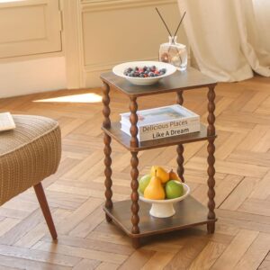 Side Table Small Storage Shelf Rustic Brown - Image 2