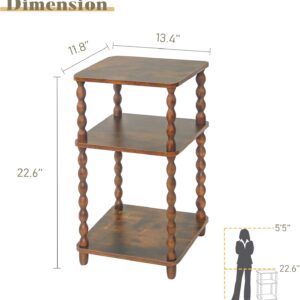 Side Table Small Storage Shelf Rustic Brown - Image 3