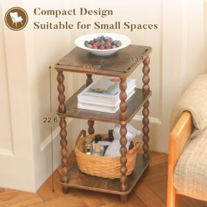 Side Table Small Storage Shelf Rustic Brown - Image 5