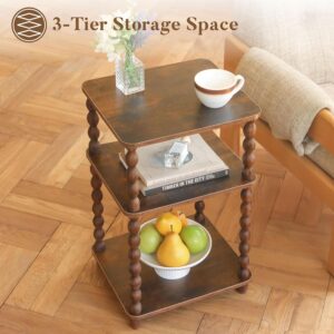 Side Table Small Storage Shelf Rustic Brown - Image 6