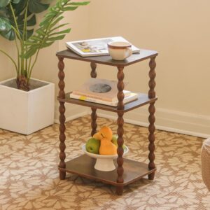 Side Table Small Storage Shelf Rustic Brown - Image 7