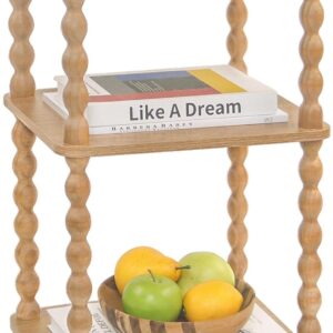 Side Table Small Storage Shelf Rustic Brown - Image 8