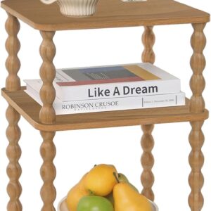 Side Table Small Storage Shelf Rustic Brown - Image 9