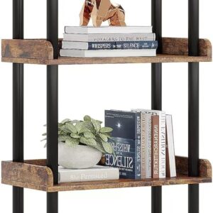 Small Book Shelf 3 Tier Wood Metal Rustic Brown - Image 12