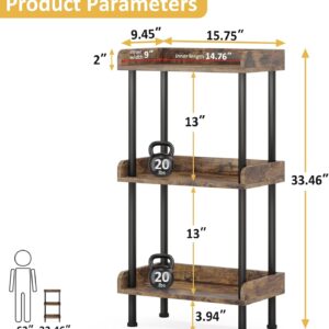 Small Book Shelf 3 Tier Wood Metal Rustic Brown - Image 3