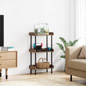 Small Book Shelf 3 Tier Wood Metal Rustic Brown - Image 4