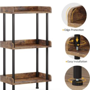 Small Book Shelf 3 Tier Wood Metal Rustic Brown - Image 5