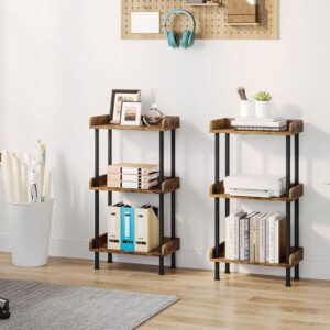 Small Book Shelf 3 Tier Wood Metal Rustic Brown - Image 6
