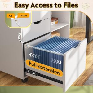 Wood File Cabinet 3-Drawer Mobile White - Image 5